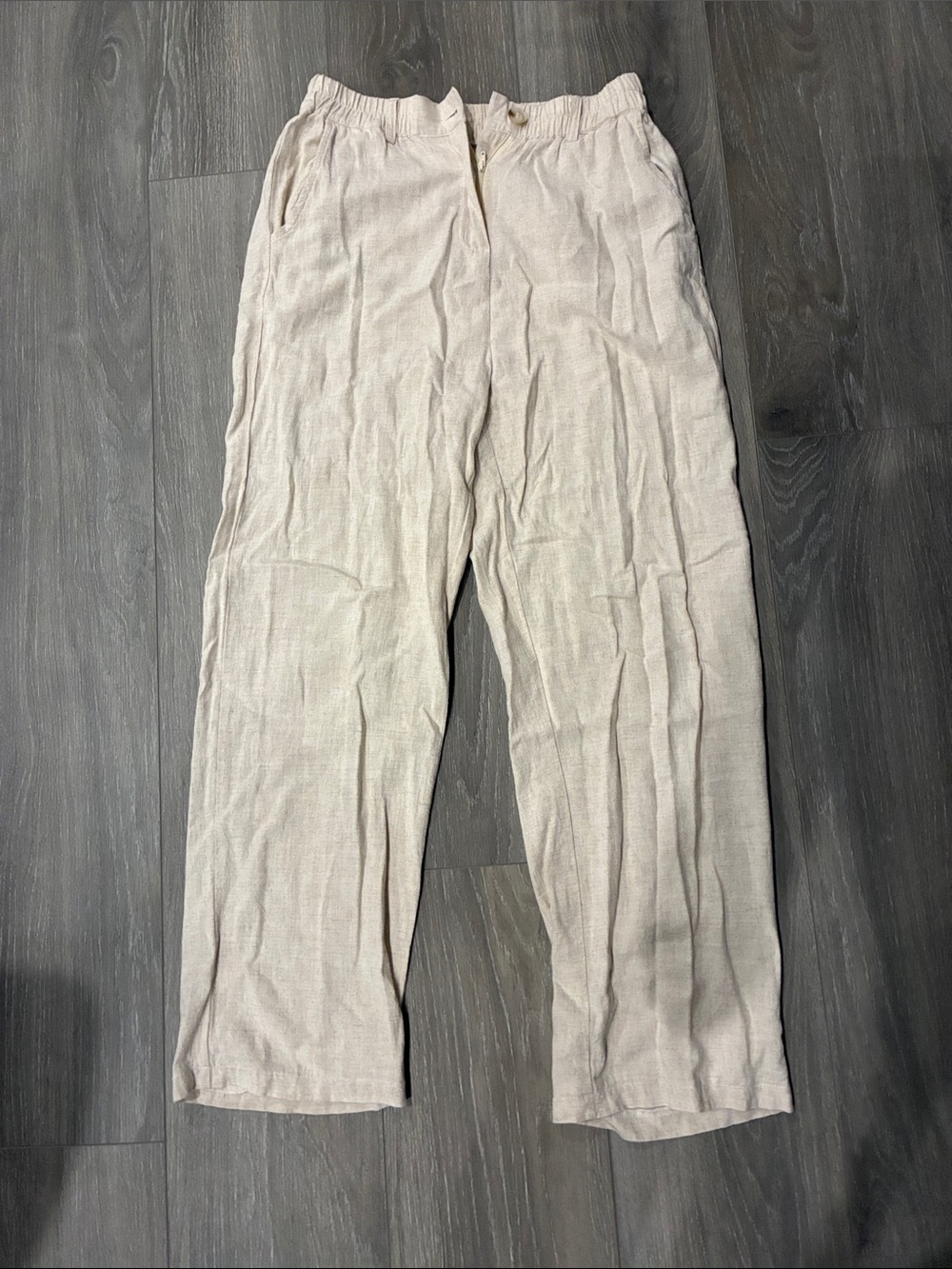 Light Beige Women’s Casual 18%  Linen Blend Pants size M